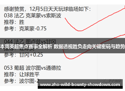 本周英超焦点赛事全解析 数据透视胜负走向关键密码与趋势